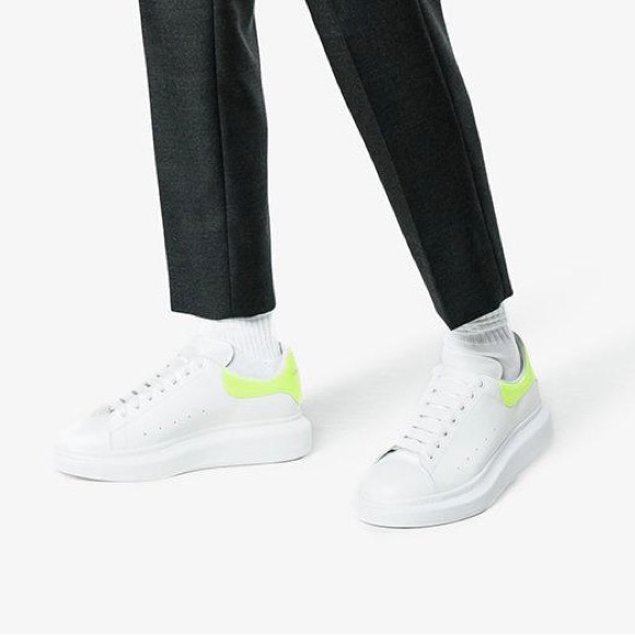 EUC Women Sz 7 (Euro Sz 37) Alexander McQueen Oversized Shoes White/Fluo Yellow - Picture 7 of 17